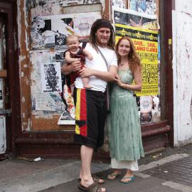 A couple with a baby, corner Glebe Point Road and Francis Street Glebe, 2004