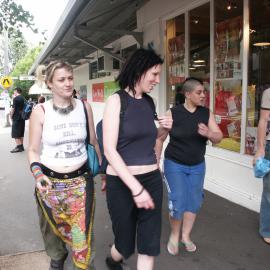 A group of people walking past an organic shop, Glebe Point Road Glebe, 2003