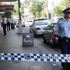 Police tape on Glebe Point Road Glebe, 2003