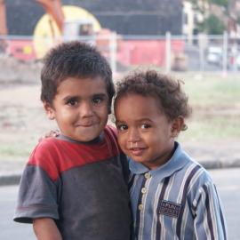 Two little boys at the corner of Caroline and Eveleigh Streets Redfern, 2004