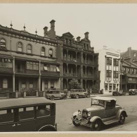 Print - Streetscape with terrace houses on Macquarie Street Sydney, 1933