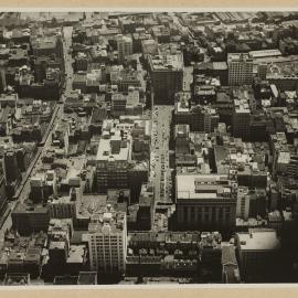 Print - Aerial view of Martin Place from Macquarie Street Sydney, 1933