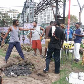 Preparing the earth oven, farewell to Auntie Joyce Ingram, Eveleigh Street Redfern, 2004