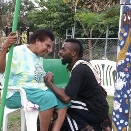 Two guests at the farewell to Auntie Joyce Ingram, Eveleigh Street Redfern, 2004