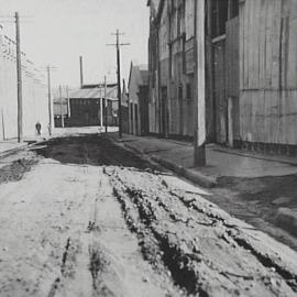Road surface before reconstruction, Bowman Street Pyrmont, 1932