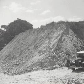 Earth removed during road reconstruction, near Bradfield Highway Millers Point, 1941
