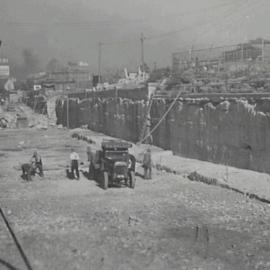 Road works on York Street North The Rocks, 1941