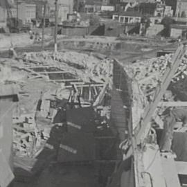 Construction of Bradfield Highway off ramp over York Street North The Rocks, 1941