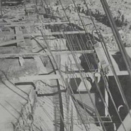 Foundation construction for Bradfield Highway off ramp over York Street North The Rocks, 1941