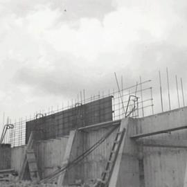 Construction of retaining wall on York Street The Rocks, 1941