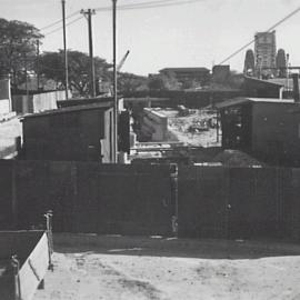 Fenced construction site, Upper Fort Street Millers Point , 1942