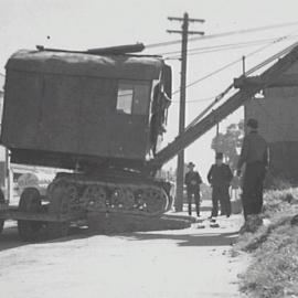 Mechanical digger in operation, near Bradfield Highway, Millers Point, 1941