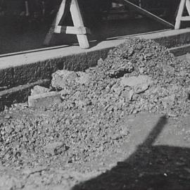 Damaged road surface, Castlereagh Street Sydney, 1932
