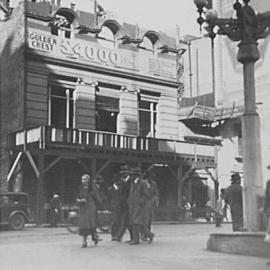 Demolition of the old "Sun" building, Castlereagh Street Sydney, 1933