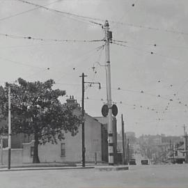 Suspended overhead power cables, Cleveland Street Chippendale, circa 1930