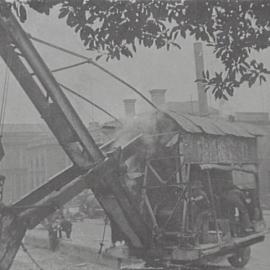 Steam shovel operating on College Street, Hyde Park South Sydney, 1928