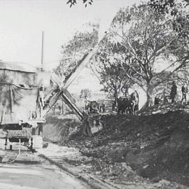 Steam shovel operating on College Street, Hyde Park South Sydney, 1928