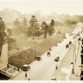 Traffic on College Street, Hyde Park Sydney, 1928
