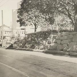 Rockery and plantings in Hyde Park, College Street Sydney, 1936