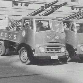 Council vehicles, Town Hall, Sydney, 1956