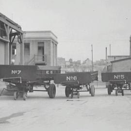 Council vehicles at the Wattle Street Depot in Ultimo, 1935