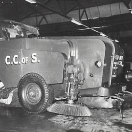 Council street sweeper vehicle, Sydney, 1965