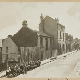 Print - Streetscape with vacant block and buildings, Duke Street Woolloomooloo, 1912