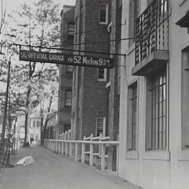 Residential buildings and signage on Greenknowe Avenue Potts Point, 1940