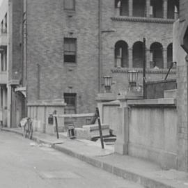 Construction work at the top of the Forbes Street (Chard) Steps, Forbes Street Darlinghurst, 1949