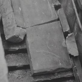 Closeup of damaged Forbes Street Steps, Forbes Street Darlinghurst, 1939