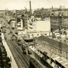 Looking east at road alignment before widening, George Street West Broadway, 1930