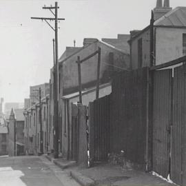 Road realignment and derelict houses, Goodchap Street Surry Hills, 1940