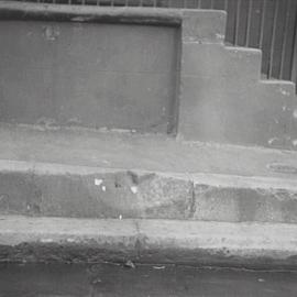 Damage to stone kerb, Harrington Street The Rocks, 1936