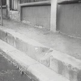 Damage to stone kerb, Harrington Street The Rocks, 1936