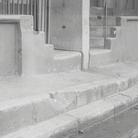 Damage to stone kerb, Harrington Street The Rocks, 1936