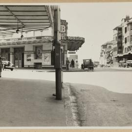 Print - Streetscape with Hotel Mansions, corner of Kellet Street and Bayswater Road Potts Point, 1937