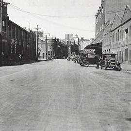 Road reconstruction, Lackey Street Haymarket, 1932