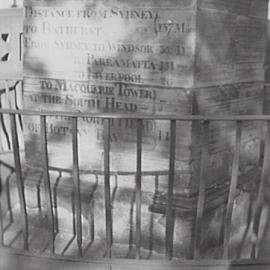 Detail of back face of Obelisk, Macquarie Place Park, Bridge Street Sydney, 1935