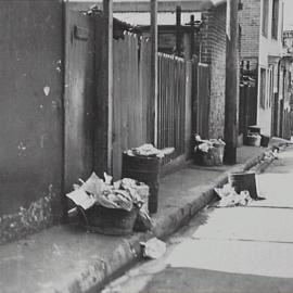 Rubbish bins in Mansion Lane Pott Point, 1933