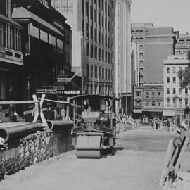 looking east to George Street at roadworks, Margaret Street Sydney, Sydney, 1933