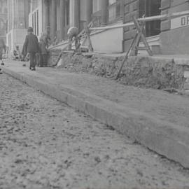 Close up of roadworks, Margaret Street Sydney, Sydney, 1933