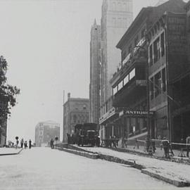 Looking west to York Street at roadworks, Margaret Street Sydney, Sydney, 1933