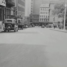 View easterly towards George Street of road regrade, Margaret Street Sydney, circa 1932