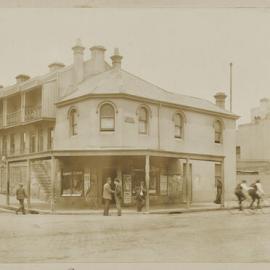 Print - Streetscape with newsagent and grocery shop, Union Street Pyrmont, 1911
