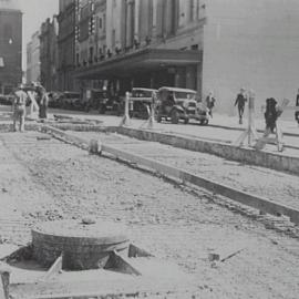 Road reconstruction for Martin Place extension, Phillip Street Sydney, 1934