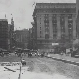 Looking west to George Street, Martin Place extension, Martin Place Sydney, 1934