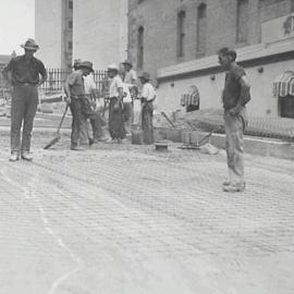 Workmen on Martin Place extension, Martin Place Sydney, 1934