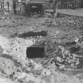 Closeup of road being levelled, Martin Place extension, Martin Place Sydney, 1934