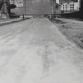 Close up of reconstruction of roadway, Napoleon Street Sydney 1932