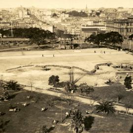 Aerial view of Coronation Bandstand in Hyde Park, College Street Sydney, 1929